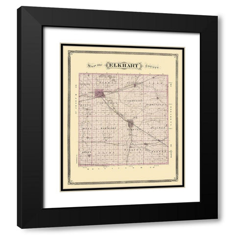 Elkhart Indiana Landowner - Andreas 1876 Black Modern Wood Framed Art Print with Double Matting by Andreas