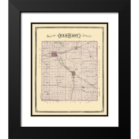 Elkhart Indiana Landowner - Andreas 1876 Black Modern Wood Framed Art Print with Double Matting by Andreas