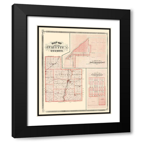 Fayette Indiana - Baskin 1876 Black Modern Wood Framed Art Print with Double Matting by Baskin