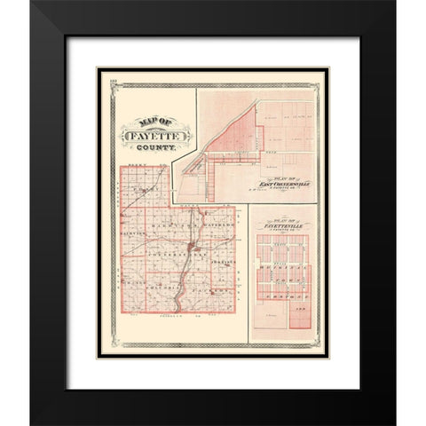 Fayette Indiana - Baskin 1876 Black Modern Wood Framed Art Print with Double Matting by Baskin
