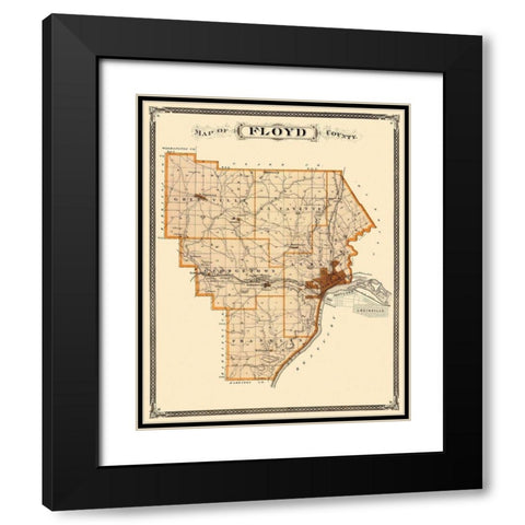 Floyd Indiana Landowner - Andreas 1876 Black Modern Wood Framed Art Print with Double Matting by Andreas