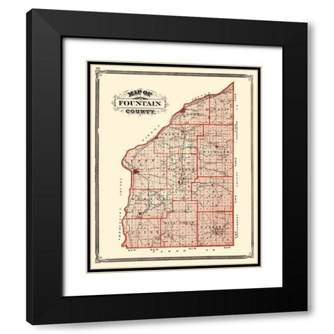 Fountain Indiana - Baskin 1876 Black Modern Wood Framed Art Print with Double Matting by Baskin