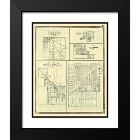 Fowler Indiana - Baskin 1876 Black Modern Wood Framed Art Print with Double Matting by Baskin