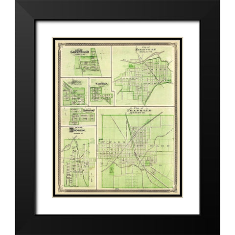 Franklin, Shelbyville, Greenwood Indiana Black Modern Wood Framed Art Print with Double Matting by Baskin