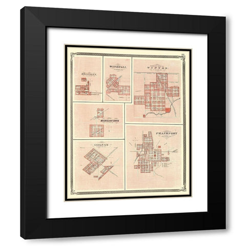 Frankfort, Colfax, Michigantown, Tipton Indiana Black Modern Wood Framed Art Print with Double Matting by Baskin