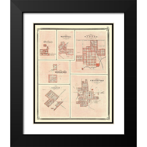 Frankfort, Colfax, Michigantown, Tipton Indiana Black Modern Wood Framed Art Print with Double Matting by Baskin