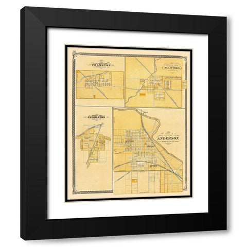 Frankton, Elwood, Pendleton, Anderson Indiana Black Modern Wood Framed Art Print with Double Matting by Baskin