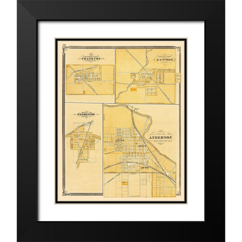 Frankton, Elwood, Pendleton, Anderson Indiana Black Modern Wood Framed Art Print with Double Matting by Baskin