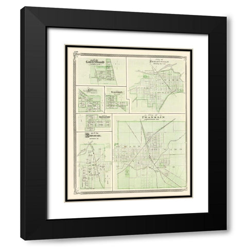 Franklin, Shelbyville, Greenwood, Edinburg Indiana Black Modern Wood Framed Art Print with Double Matting by Baskin