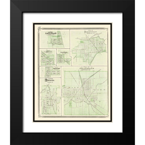 Franklin, Shelbyville, Greenwood, Edinburg Indiana Black Modern Wood Framed Art Print with Double Matting by Baskin