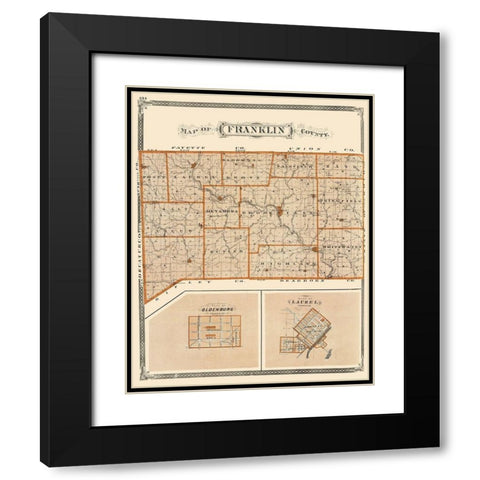 Franklin Indiana - Baskin 1876 Black Modern Wood Framed Art Print with Double Matting by Baskin