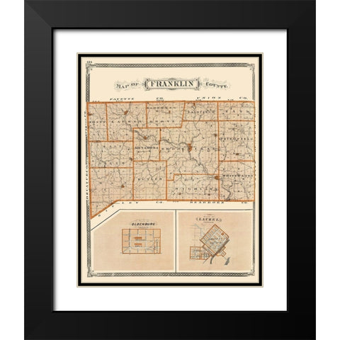 Franklin Indiana - Baskin 1876 Black Modern Wood Framed Art Print with Double Matting by Baskin