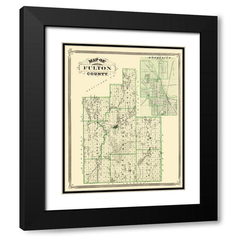 Fulton Indiana Landowner - Baskin 1876 Black Modern Wood Framed Art Print with Double Matting by Baskin