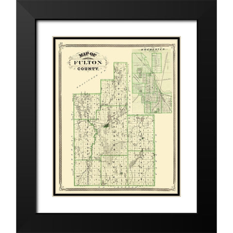 Fulton Indiana Landowner - Baskin 1876 Black Modern Wood Framed Art Print with Double Matting by Baskin