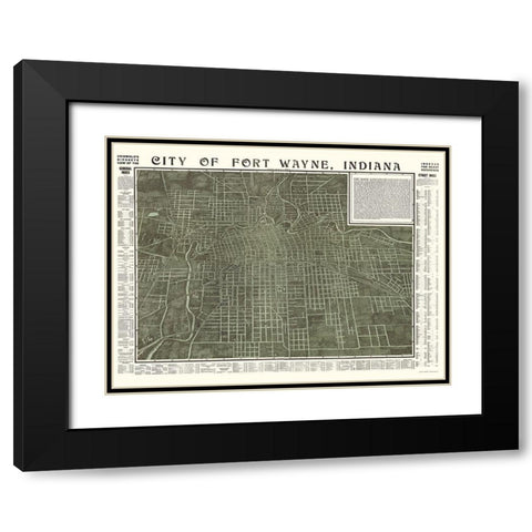 Fort Wayne Indiana - Hixson 1907 Black Modern Wood Framed Art Print with Double Matting by Hixson