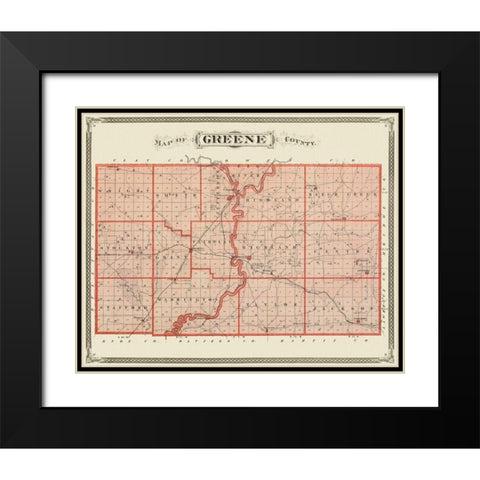 Greene Indiana Landowner - Andreas 1876 Black Modern Wood Framed Art Print with Double Matting by Andreas