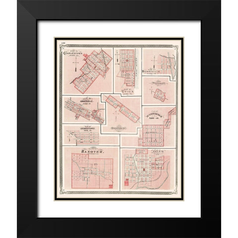 Hanover, Charlestown, Utica, Salem, Greenville Black Modern Wood Framed Art Print with Double Matting by Baskin