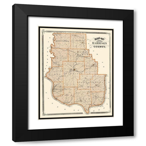 Harrison Indiana - Baskin 1876 Black Modern Wood Framed Art Print with Double Matting by Baskin