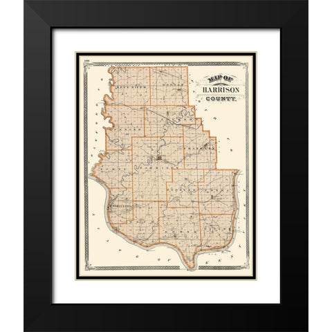 Harrison Indiana - Baskin 1876 Black Modern Wood Framed Art Print with Double Matting by Baskin