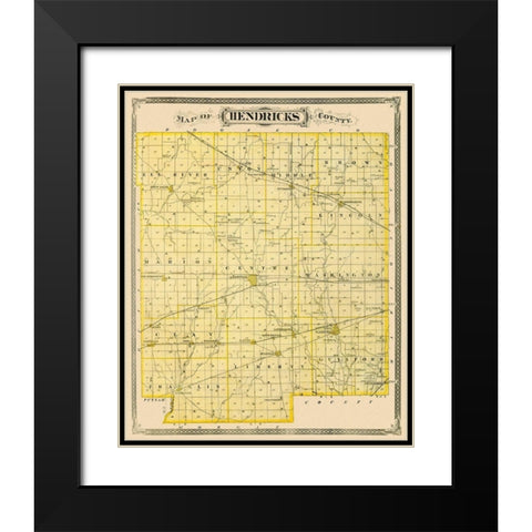 Hendricks Indiana Landowner - Andreas 1876 Black Modern Wood Framed Art Print with Double Matting by Andreas