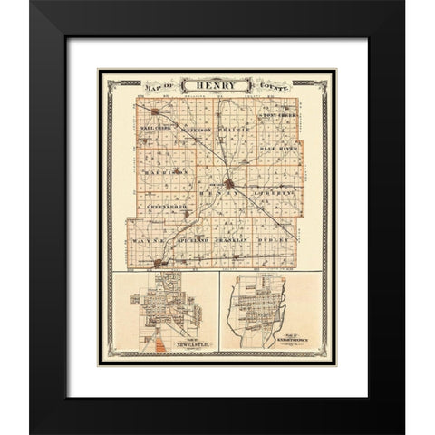 Henry Indiana Landowner - Andreas 1876 Black Modern Wood Framed Art Print with Double Matting by Andreas