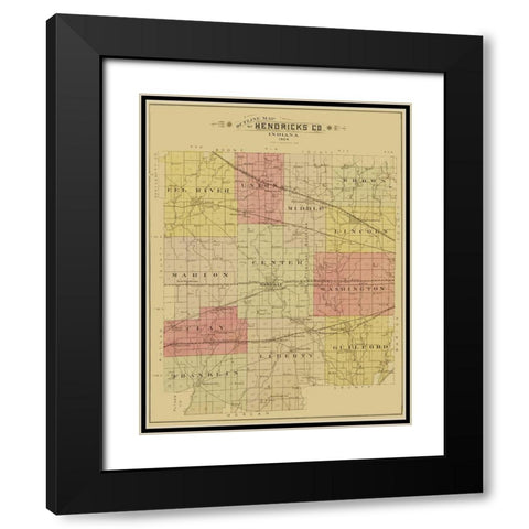 Hendricks Indiana - Ogle 1904 Black Modern Wood Framed Art Print with Double Matting by Ogle