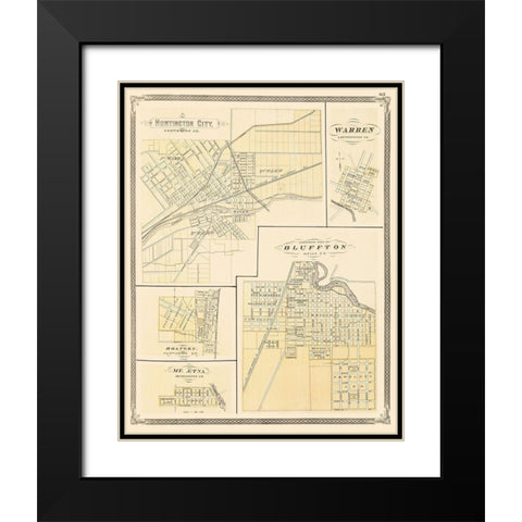 Huntington Indiana - Baskin 1876 Black Modern Wood Framed Art Print with Double Matting by Baskin