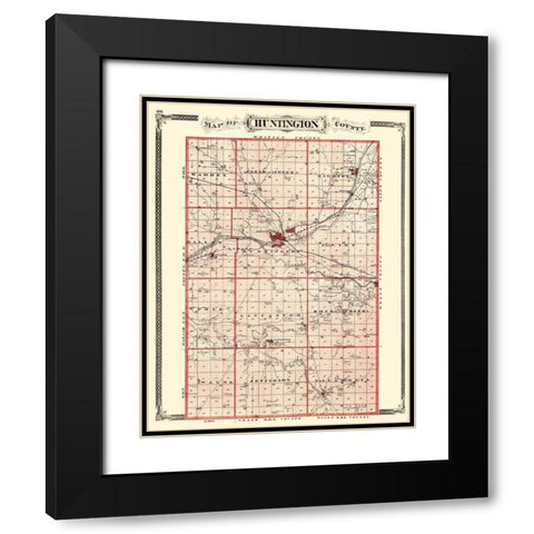 Huntington Indiana - Baskin 1876 Black Modern Wood Framed Art Print with Double Matting by Baskin