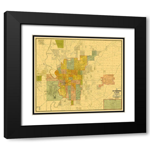 Indianapolis Indiana Landowner - Baker 1889 Black Modern Wood Framed Art Print with Double Matting by Baker
