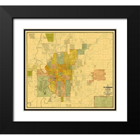 Indianapolis Indiana Landowner - Baker 1889 Black Modern Wood Framed Art Print with Double Matting by Baker