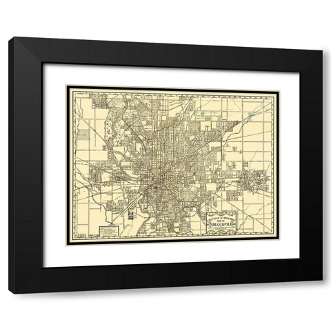 Indianapolis Indiana - Dessecker 1899 Black Modern Wood Framed Art Print with Double Matting by Dessecker