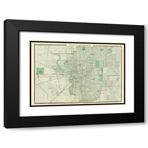 Indianapolis Indiana Landowner - Baskin 1876 Black Modern Wood Framed Art Print with Double Matting by Baskin