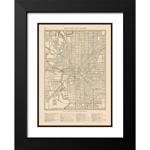 Indianapolis  Indiana - Reynold 1921 Black Modern Wood Framed Art Print with Double Matting by Reynold