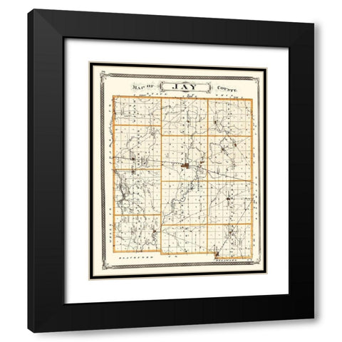 Jay Indiana Landowner - Baskin 1876 Black Modern Wood Framed Art Print with Double Matting by Baskin