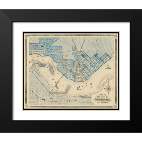 Jeffersonville Indiana - Baskin 1876 Black Modern Wood Framed Art Print with Double Matting by Baskin