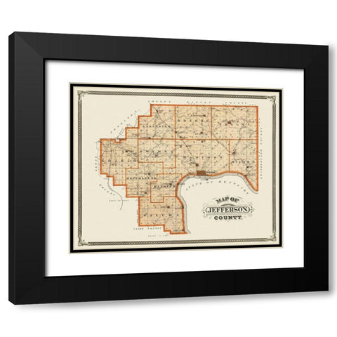 Jefferson Indiana Landowner - Andreas 1876 Black Modern Wood Framed Art Print with Double Matting by Andreas