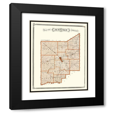 Jennings Indiana - Baskin 1876 Black Modern Wood Framed Art Print with Double Matting by Baskin