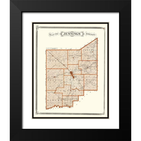 Jennings Indiana - Baskin 1876 Black Modern Wood Framed Art Print with Double Matting by Baskin