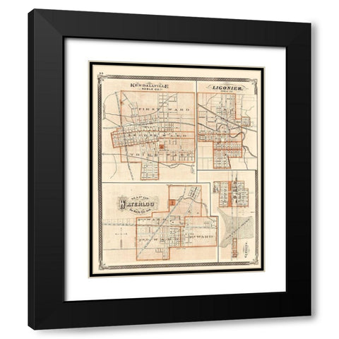 Kendallville, Ligonier, Waterloo, Garrett Indiana Black Modern Wood Framed Art Print with Double Matting by Baskin