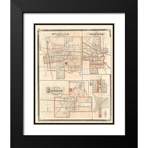 Kendallville, Ligonier, Waterloo, Garrett Indiana Black Modern Wood Framed Art Print with Double Matting by Baskin