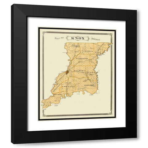 Knox Indiana Landowner - Andreas 1876 Black Modern Wood Framed Art Print with Double Matting by Andreas