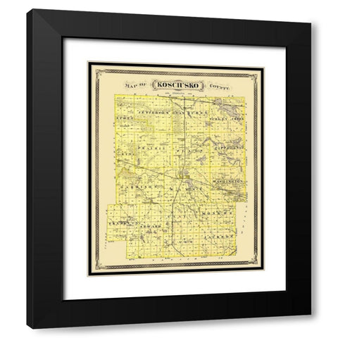 Kosciusko Indiana Landowner - Andreas 1876 Black Modern Wood Framed Art Print with Double Matting by Andreas