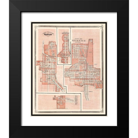 Kokomo Indiana - Baskin 1876 Black Modern Wood Framed Art Print with Double Matting by Baskin