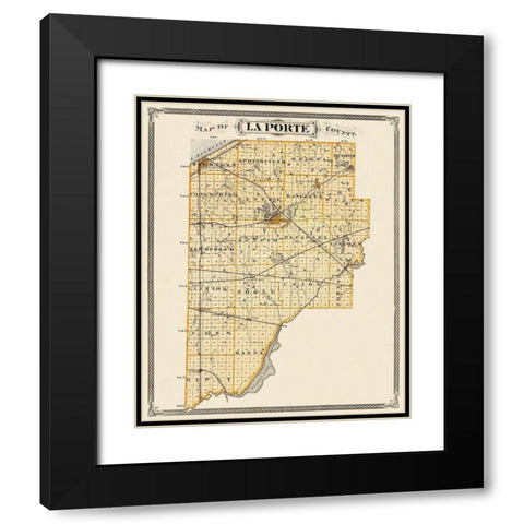 La Porte Indiana Landowner - Andreas 1876 Black Modern Wood Framed Art Print with Double Matting by Andreas