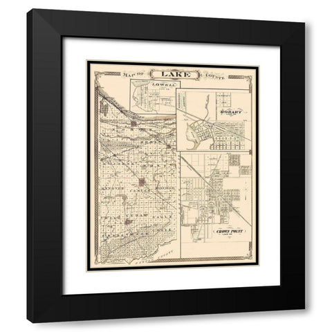 Lake Indiana - Andreas 1876 Black Modern Wood Framed Art Print with Double Matting by Andreas