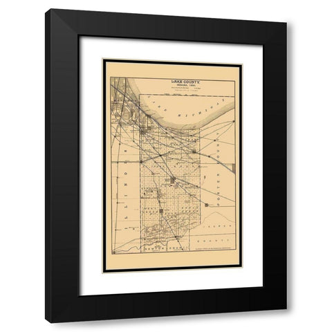 Lake Indiana - Ball 1890 Black Modern Wood Framed Art Print with Double Matting by Ball