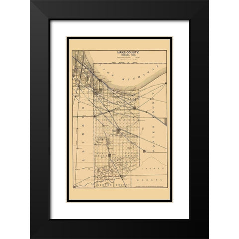Lake Indiana - Ball 1890 Black Modern Wood Framed Art Print with Double Matting by Ball
