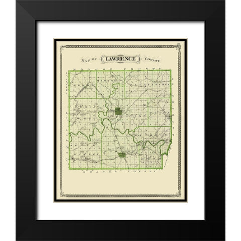 Lawrence Indiana - Baskin 1876 Black Modern Wood Framed Art Print with Double Matting by Baskin