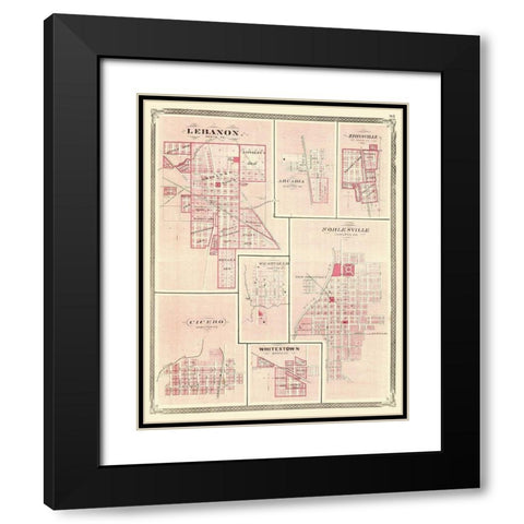 Lebanon, Arcadia, Zionsville Indiana - Baskin 1876 Black Modern Wood Framed Art Print with Double Matting by Baskin