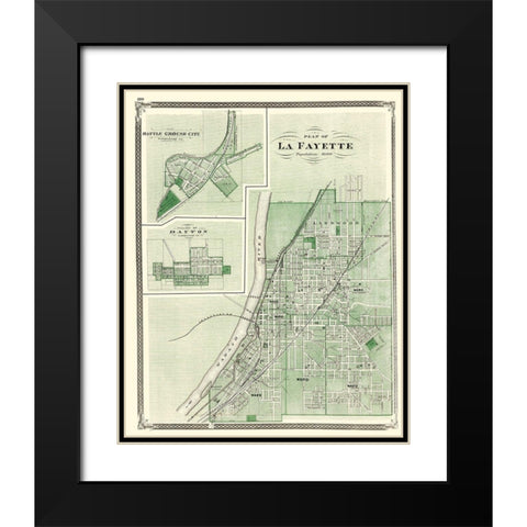 La Fayette Indiana - Baskin 1876 Black Modern Wood Framed Art Print with Double Matting by Baskin